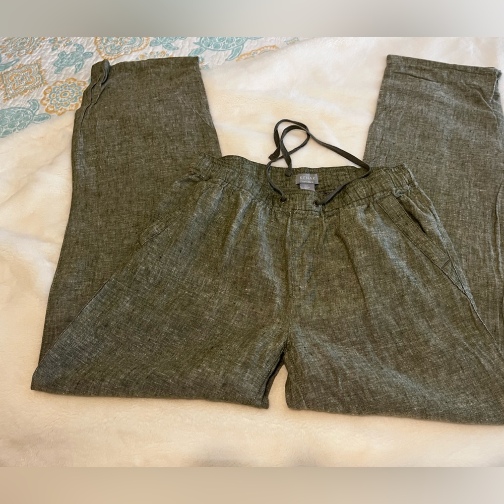 Kenar 100% linen flare drawstring pants